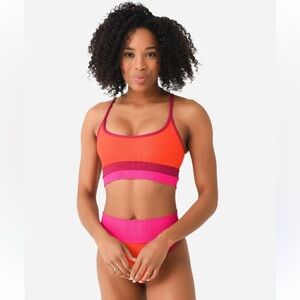 Beach Riot eva colorblock pink maroon top size M new